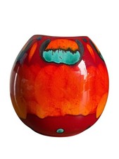 Vintage POOLE POTTERY Mid Century Modern ODYSSEY Purse Vase VOLCANO RED FLAMBE