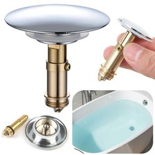 Pop Up Basin Waste Slotted Bathroom Chrome Sink Push Button Click Clack Plug UK