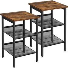 Side Table Set Nightstand Industrial Set of 2 Bedside Tables with Adjustable