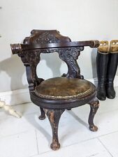 Ships Chair Nortical Carved 338 to The Back Walnut Leather FREE POSTAGE 