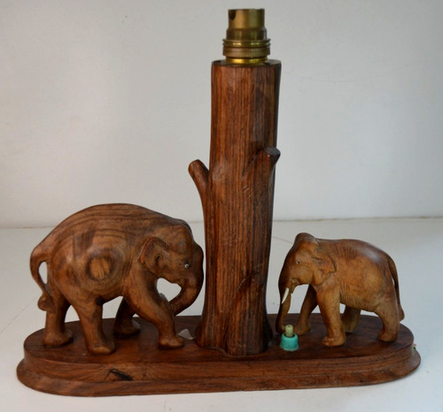 Vintage wooden elephants on - wooden,
