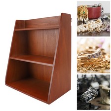 3 Tier Small Wall Shelf Hanging Tabletop Shelf Wooden Storage Display Rack Brown