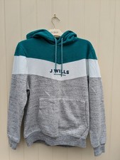 JACK WILLS Green / White / Grey Hooded Sweatshirt size S (22" pit to Pit) Large
