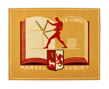 Vintage ca 1950s Ex Libris / Bookplate  of MARCEL LUQUET (1911-1976)