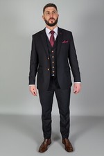 Mens Suit Black Three 3 Piece Wedding Prom Groom Funeral Formal Plus Size XL