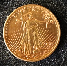 Rare Gold 20 Dollar year 1933, 24K gold plated, museum quality