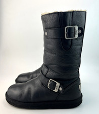 UGG Kensington Womens Black Leather Buckle Shearling Lined Boot Size UK 4.5