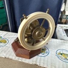 Vintage Retro Nautical Nut Cracker Brass Ships Wheel Wooden Base #N