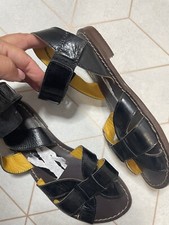 Topshop Humble Sandals 3 UK Black Leather Ankle Strap hook loop flat  EU 36