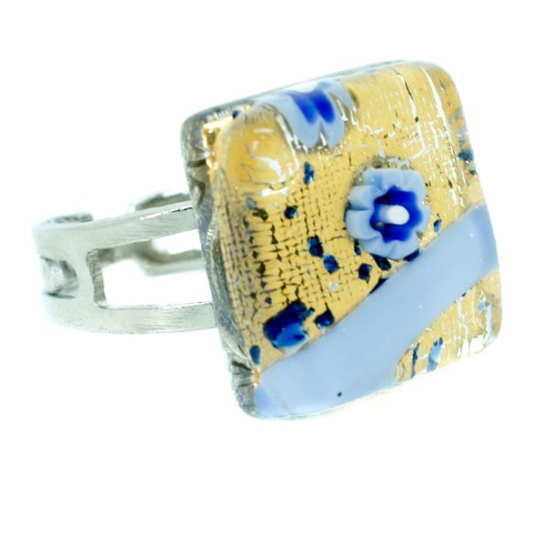 Murano glass ring red gold - glass,