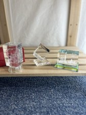 Laser Etched Crystal Clear Glass 3D Paperweights x3, London, London And Scales