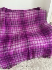 Vintage 70% Mohair 30% Wool Blanket Plaid Tartan Cerise Nethy Scotland