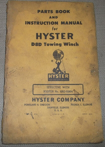 Hyster d8d towing winch - winch, parts