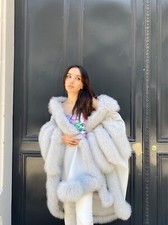 Cape Women's Overcoat Genuine Fox Fur Cloak Handmade Shawl Soft Standard Size