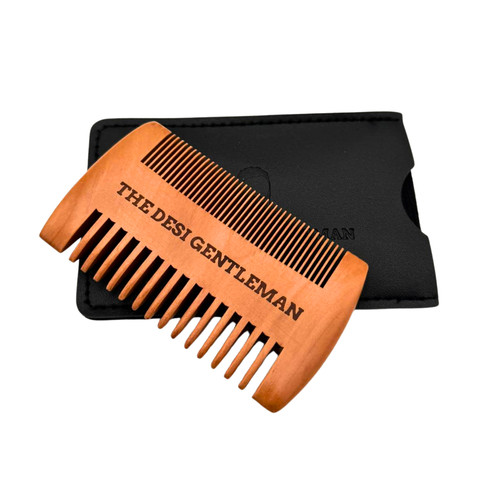 Wooden beard moustache comb - wooden,