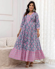 Indian Women Gray Pink Cotton