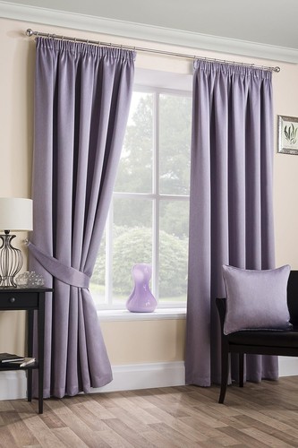 Sateen woven mauve curtains - woven,