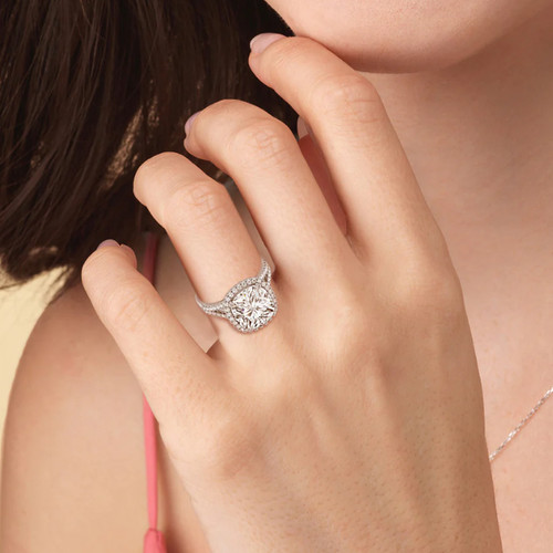 Diamond ring lab grown cushion - diamond,
