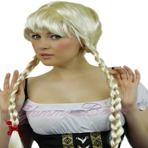 Blonde pigtail wig - blonde, fancy