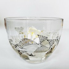 Studio Art Glass Clear Bowl With Gold Leaf Signed 