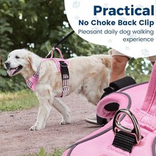 Dog Harness No Pull, Adjustable 2 Clips Anti-Pull Pink padded XL 55-90cm chest