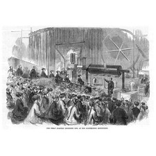 The Great Electric Induction Coil at the Polytechnic Institution -Old Print 1869