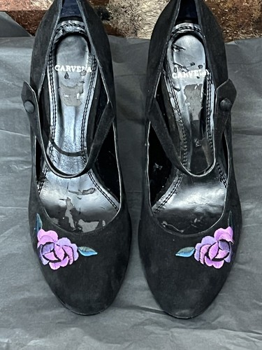 Carvella black suede floral - carvella,