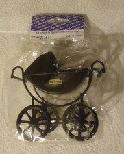 Dolls House Black Victorian Style Pram  1/12th Scale. New in Package. Wonham