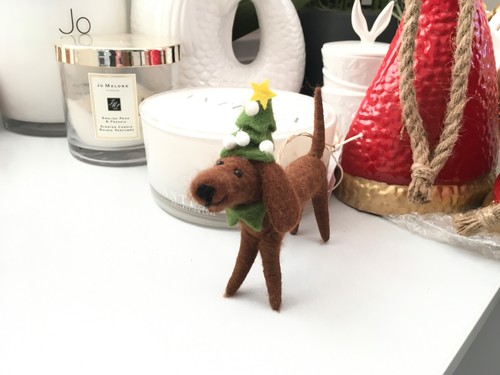 Felt dog with xmas tree - dog,