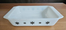 Vintage Pyrex Gaiety White with Black Snowflakes Rectangular Casserole Dish
