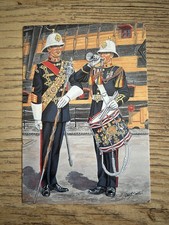 Royal Marine Uniforms, Drum Major and Bugler : Vintage Postcard Unsent Military