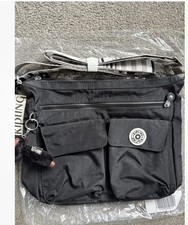 Kipling Monissa Large Crossbody bag in Retro Black Strip New