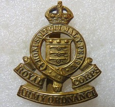Royal Army Ordnance Corps Brass Cap Badge