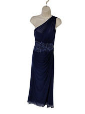 WOMENS LIPSY V.I.P UK 8 NAVY BLUE ONE SHOULDER EMBELLISHED OCASSION MAXI DRESS