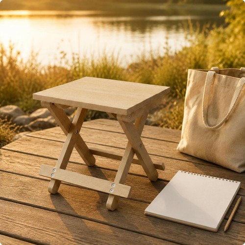 Folding wooden stool - folding,