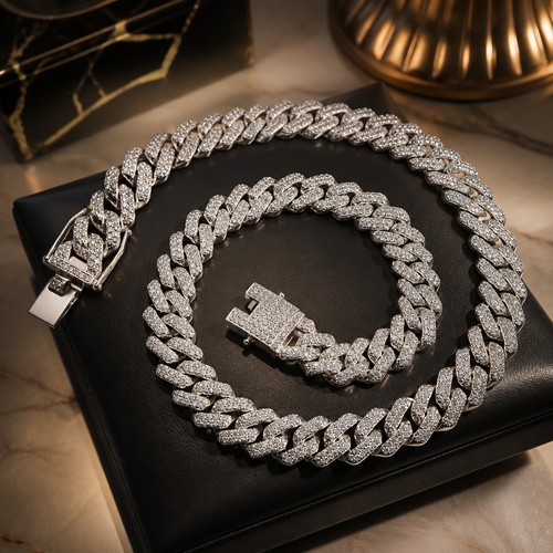 Cuban link necklace men iced - cuban,