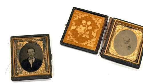 Leather case tintypes child - case,