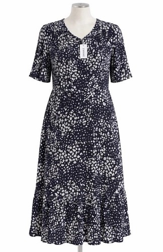 Evans navy white spot midi - navy,