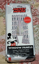 Disney Mickey Mouse Window Panels Curtains 42" x 84" Set 2 Panels With Tiebacks