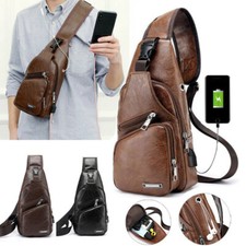 Men's PU Leather Sling Bag