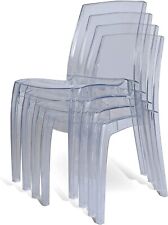 Clear Chair, Stackable, Recyclable, Strong, Made in UK, UV Resistant (Set of 4)