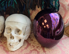 Big Antique Ovoid Mercury Glass Plum Witches Ball VGC & Rare German?