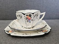 Vintage Shelley RD723404 Queen Anne Tea Set Trio Peaches and Grapes Pattern 