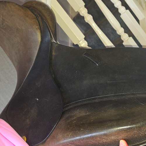 Black leather dressage saddle - leather,