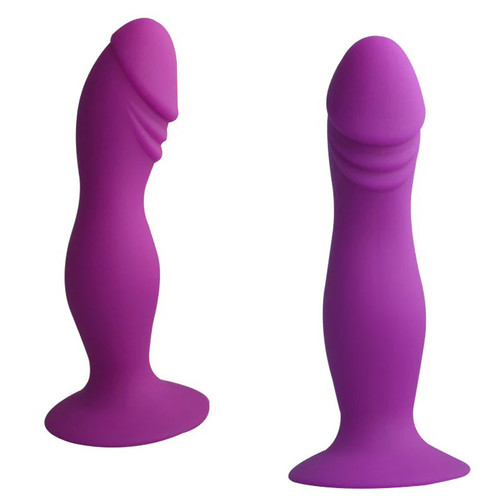 Purple silicone dildo - silicone,