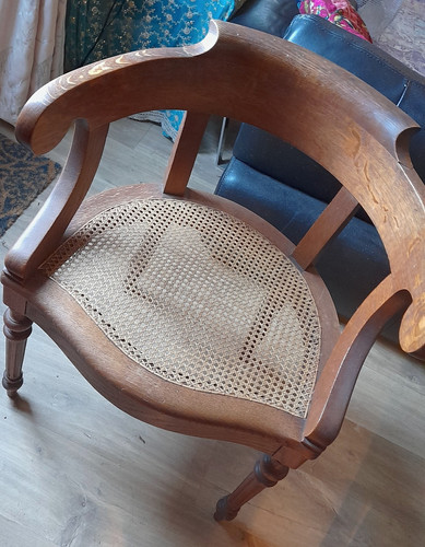 Wood frame armchair with cane - wood,