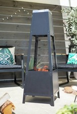 La Hacienda Steel Chimenea Fire Pit with Silver Top – Outdoor Garden Heater