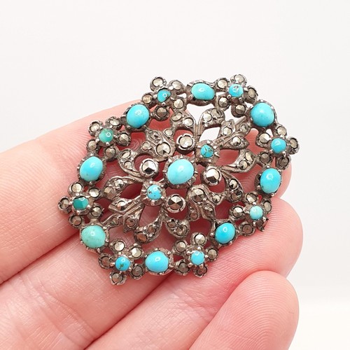 Antique solid silver turquoise - antique,