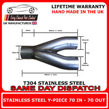 Universal Stainless Steel Exhaust Y-Piece Adapter 70mm Single & 70mm Dual