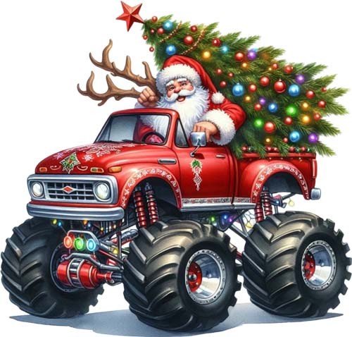 Christmas monster truck santa - christmas,
